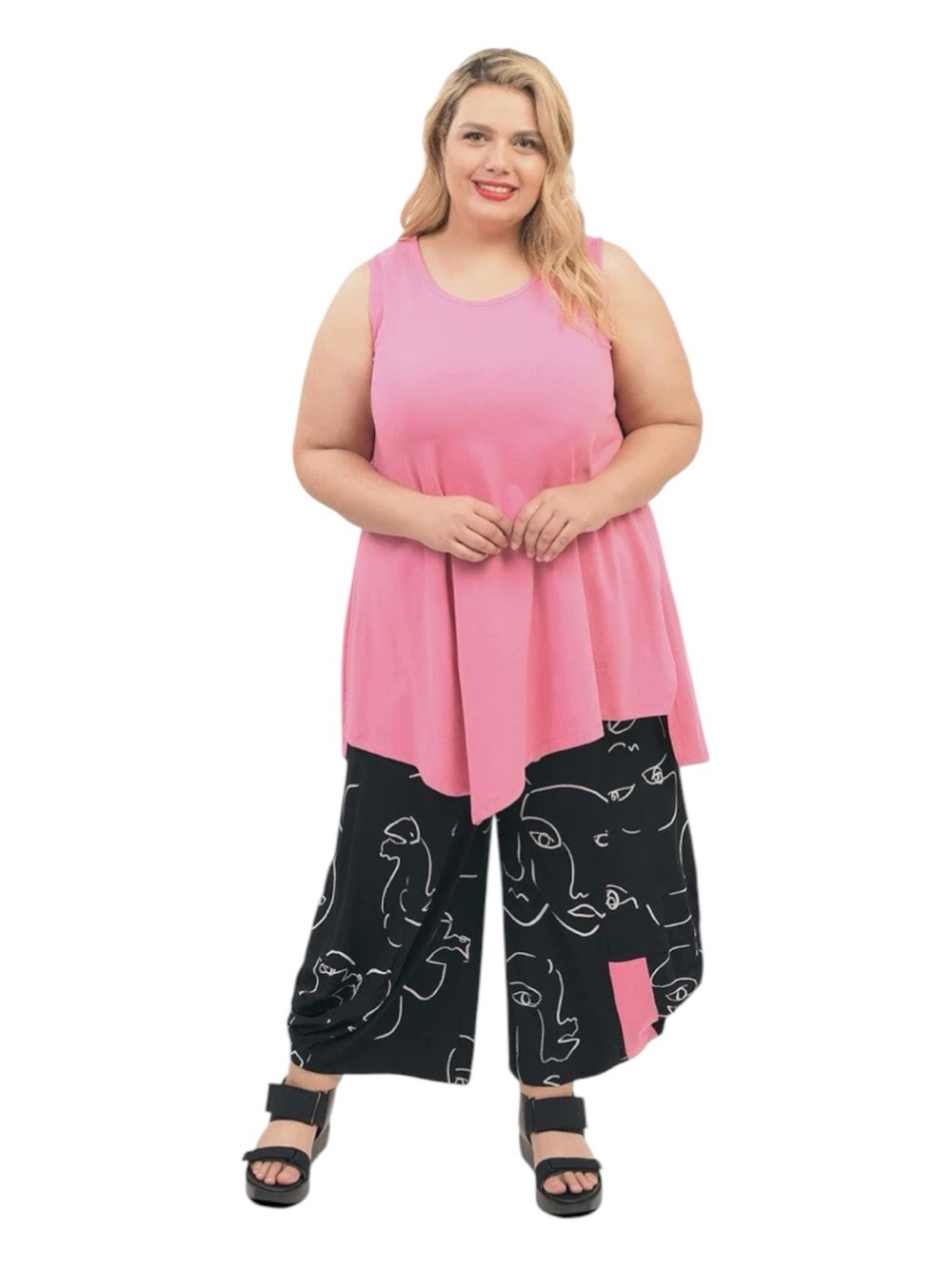 NWT Alembika Bazooka Pink Tunic Top Size 3X Avant Garde Lagenlook